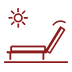 Sun lounger cushions with adjustable backrest on foredeck icon